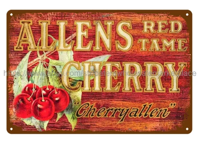 Allens Red Tame Cherry Cherryallen metal tin sign living room wall decor