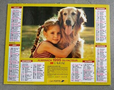 almanach des postes 1988-berger allemand-fillette et chien 