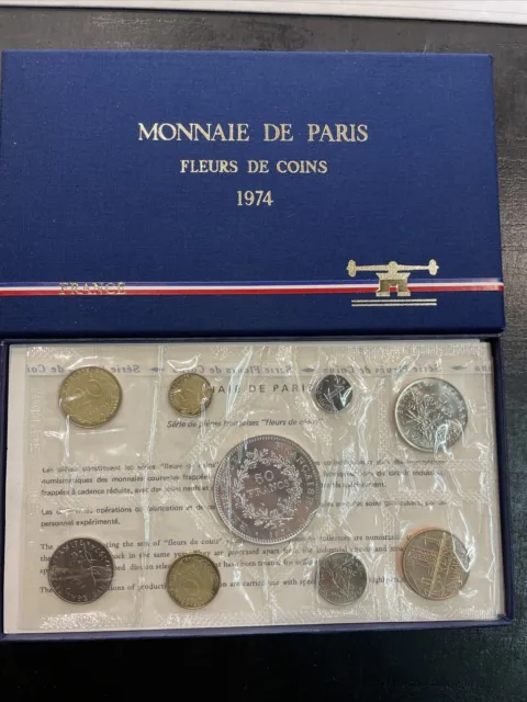 coffret Fdc france 1974 avec 50 francs hercule argent