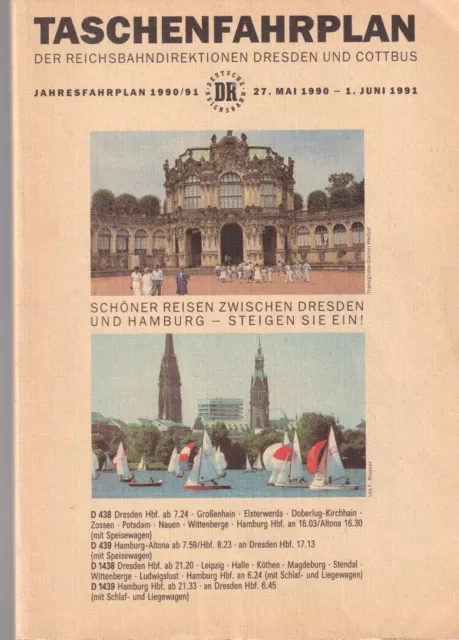 Originaler Taschenfahrplan der Reichsbahndirektion Dresden und Cottbus-1990/1991