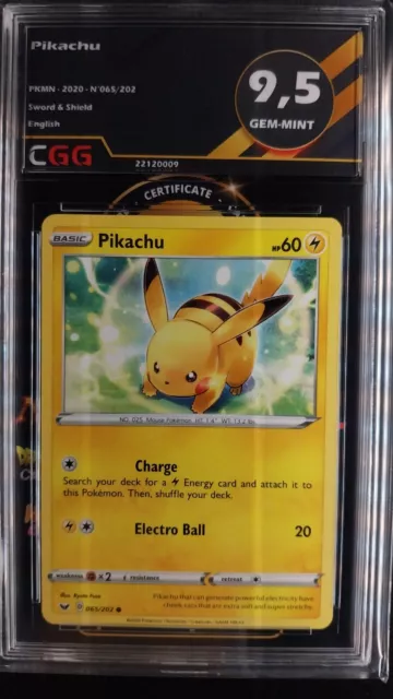 Pikachu gradée CGG 9,5 Gem-Mint ENGLISH Sword and Shield 10/13 22120009