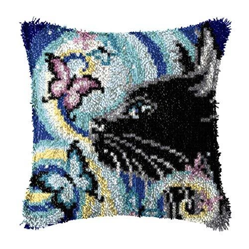 Hágalo usted mismo kits de gancho de pestillo kits de hilo patrón de alfombra de almohada 16x16 pulgadas (40X40 cm) CAT-1