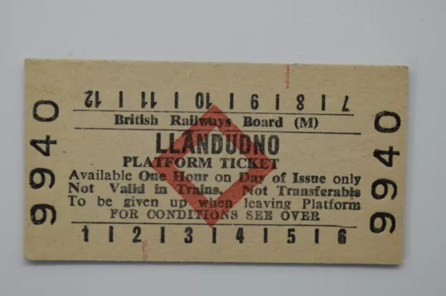 British Railways Board (M) Platform Ticket No 9940 LLANDUDNO