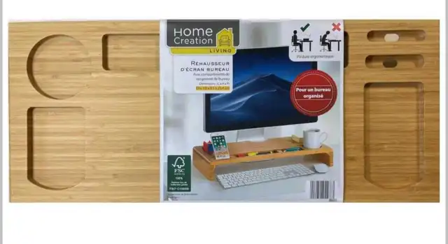 Wenko - Homecreation Monitorständer Tischorganizer Bildschirmerhöhung, Bambus