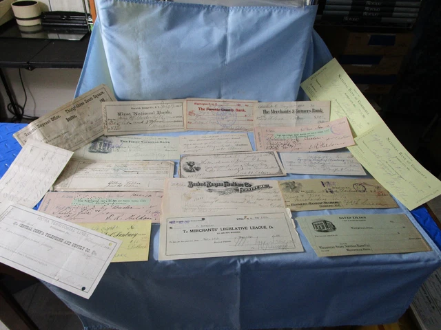 Banking Check Receipts 20 Pcs  Lot 13 Late 1890S Early 1900S  Nice Ephemera  Mix