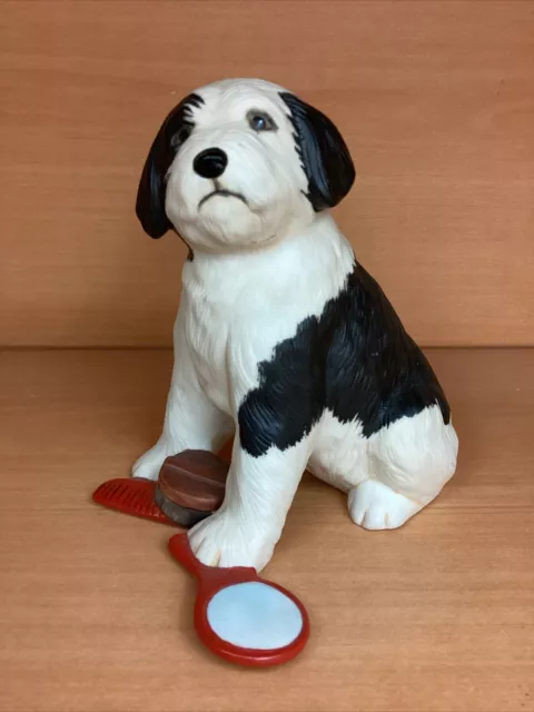 Franklin Mint World of Puppies Sheepdog Dog Figurine