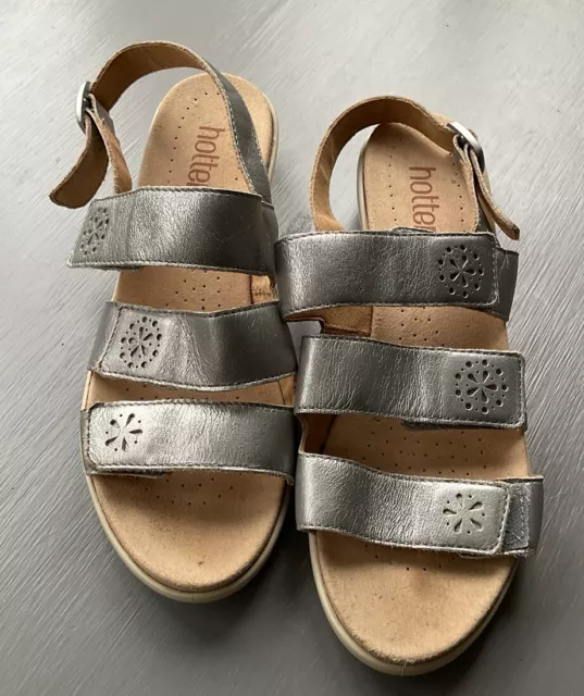 Hotter Sandals Women’s Comfort Shoes Milan  Silver Size 5 STD Vgc