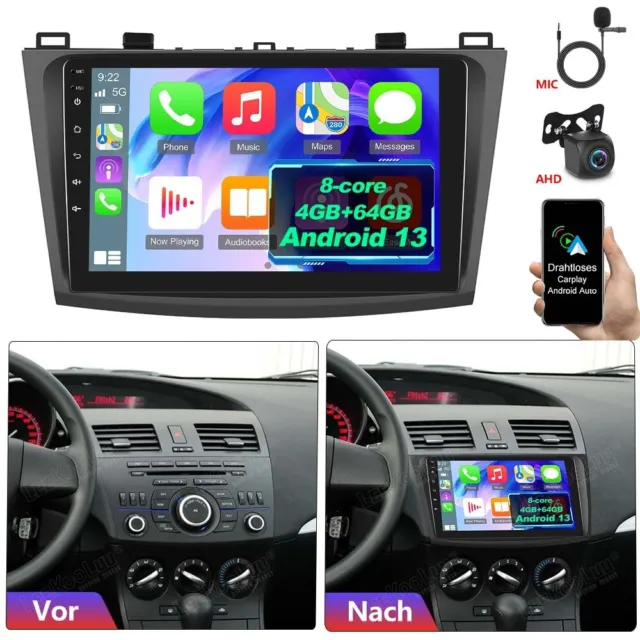 4G+64G Android 13.0 Carplay Autoradio Für Mazda 3 BL 2010-2013 GPS Navi WIFI DSP