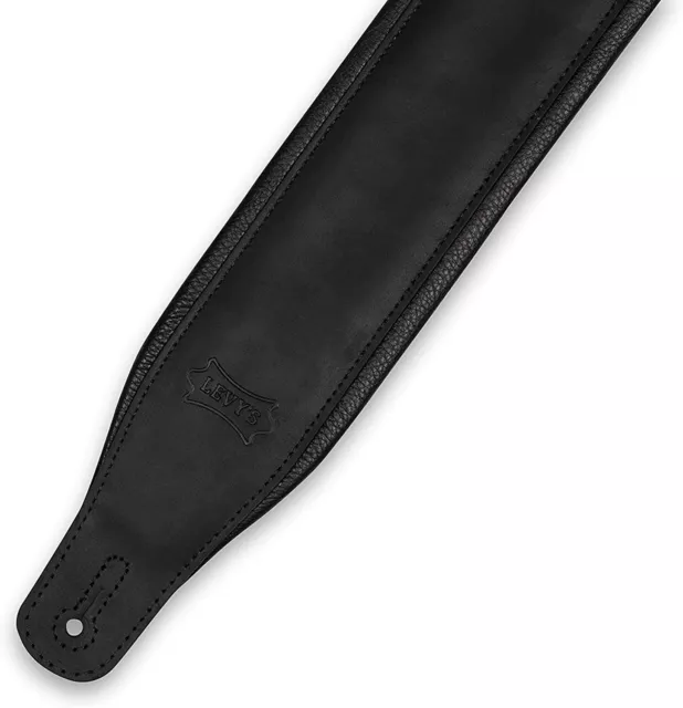 Levy's Leathers PM32BH 3.25” Wide Butter Leather Guitar Strap Black (PM32BH-BLK) 3