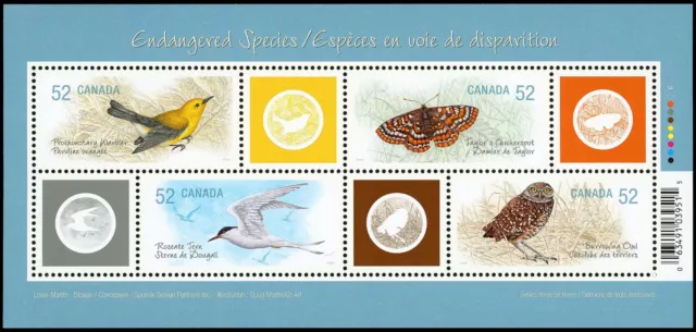 Canada Stamps Souvenir Sheet of 4, Endangered Species - 3, #2285 MNH