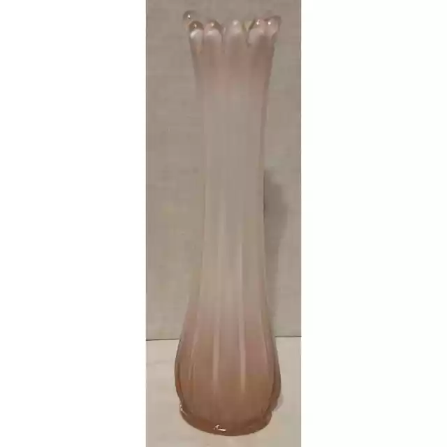 Vintage Fostoria Heirloom Valentine Pink Opalescent Glass 10" Swung Bud Vase