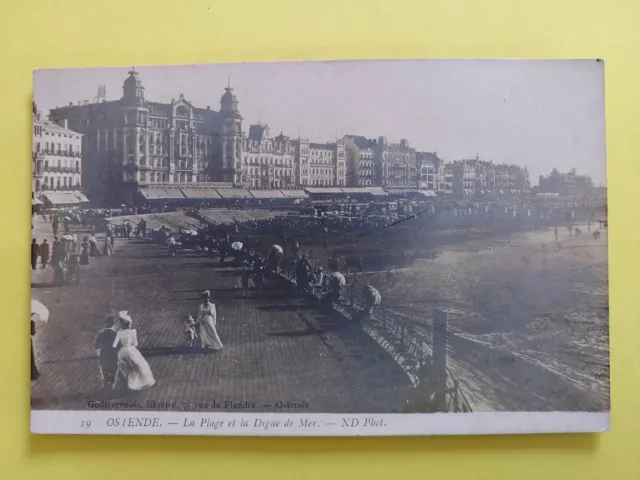 cpa Superbe cliché Godtfurneau BELGIQUE OSTENDE La PLAGE et la DIGUE de MER