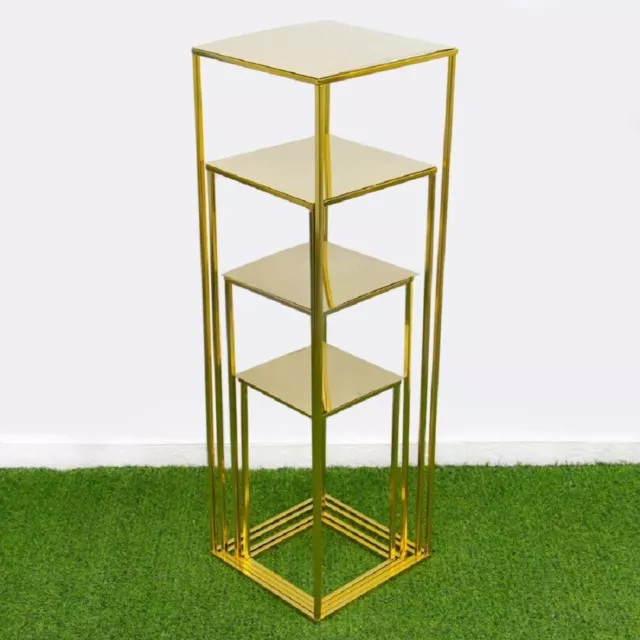 Gold-Plated Shiny Square Screen Shelf Geometric Backdrop Frame Wedding Arch Prop