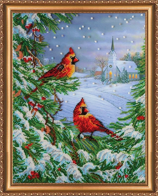 DIY Bead Embroidery Needlepoint Kit "February frost" Stitching Handmade Beadwork