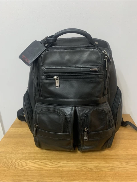 Tumi Alpha Bravo Knox  all leather Laptop Backpack black