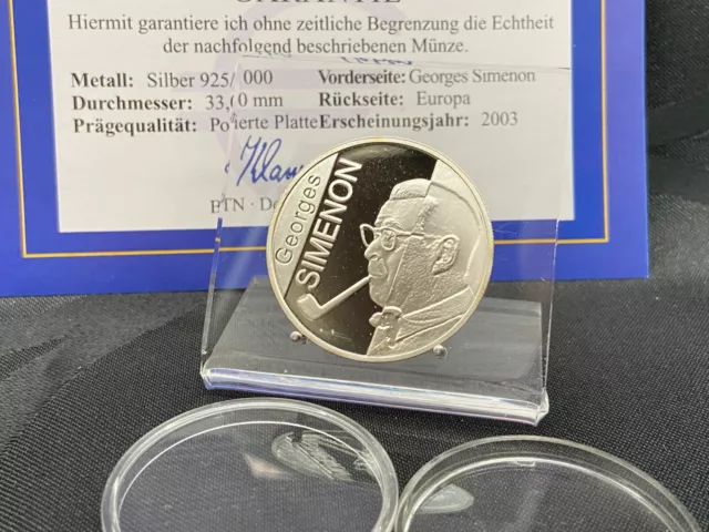 10 Euro 2003 - 100. Geburtstag Georges Simenon - Silber - Km# 235 - Pp - Zert.