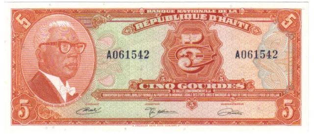 Haiti 5 Gourdes 1919 Pick 202 Unc