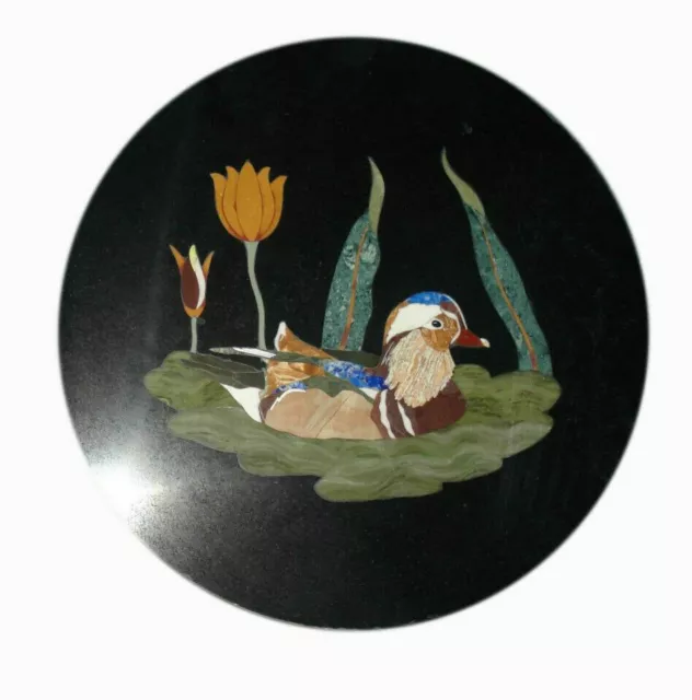 12'' black Marble Coffee round duck Table Top pietra dura Inlay wall panel decor