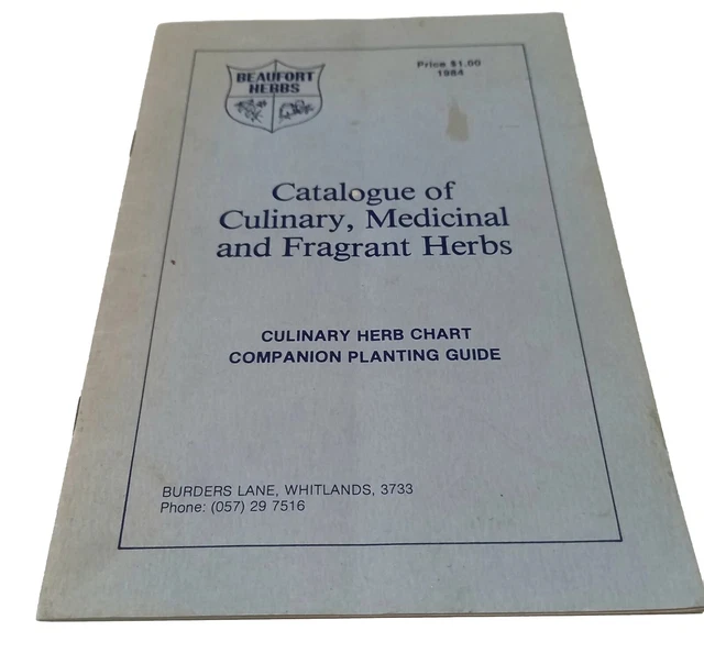 Catalogue of Culinary Medicinal Fragrant Herbs 70's Australia Beaufort Herbs