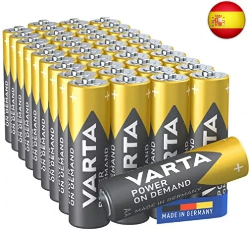 VARTA Pilas AA, paquete de 40, Power on Demand, Alcalinas, 1,5V, embalaje