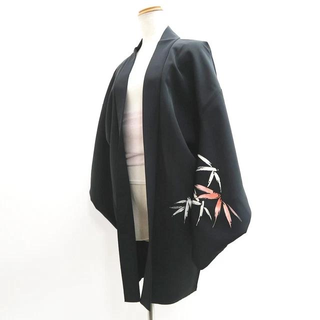 9268E5 Silk Vintage Japanese Kimono Haori Jacket Bamboo leaf