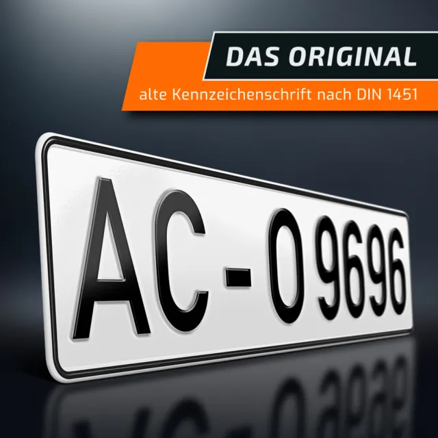 1 Kennzeichen | Alte DIN 1451 | 520 x 110 mm | Ohne EU-Feld | Nummernschilder 2