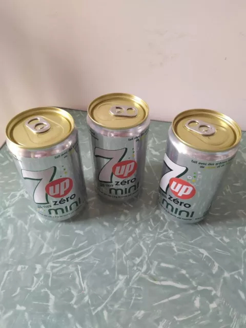 3 lattine 7up vuote, mai aperte (222ml) | 3 7up cans empty and sealed (222ml)