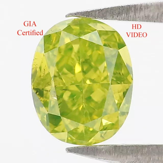 GIA Certified Natural Loose Oval Cut Yellow Green Color Diamond 0.77 CT KDL4056