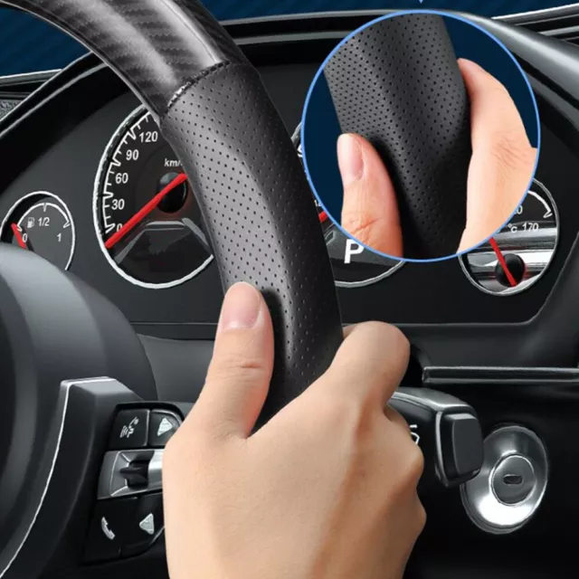 OE 38cm Black Carbon Fiber Non-Slip Steering Wheel Cover for Ford Focus 2005-13