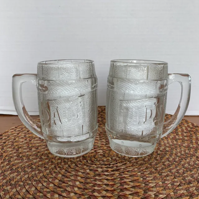 2 Vintage Dad's Root Beer Barrel Mug Vintage Heavy Glass Mug Soda Pop Pair