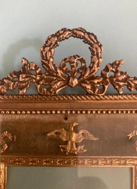 Antique French Bronze Photo Frame Beautiful Empire Style Decor 19th Century