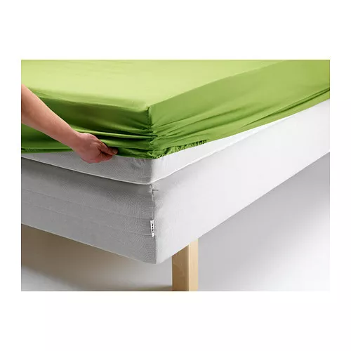IKEA Dvala Fitted Cotton Bed Sheet UK Size - Double (135 x 190) - GREEN 2