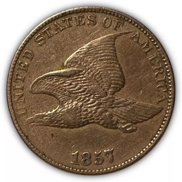 1857 Flying Eagle Cent Choice Extremely Fine XF+ Coin, Cleaning #6890T