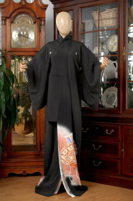 Dear Vanilla Japanese Silk Tomesode Kimono Women's Authentic Japan Vintage Mint