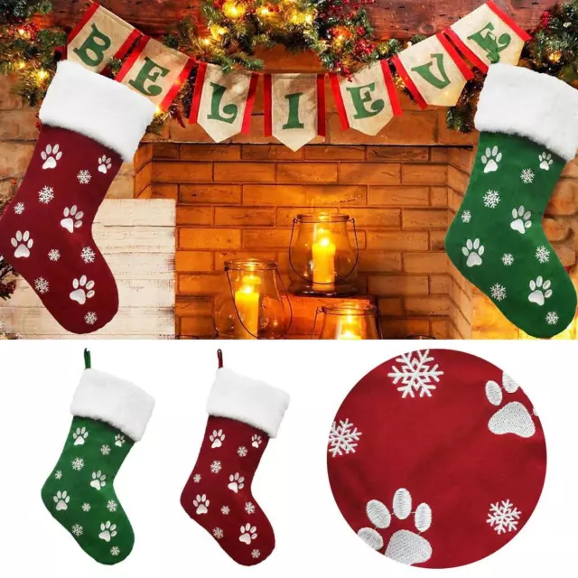 Christmas Stocking Pet Dog Stocking Dog Paw Fireplace Stocking GX Hanging M1X7