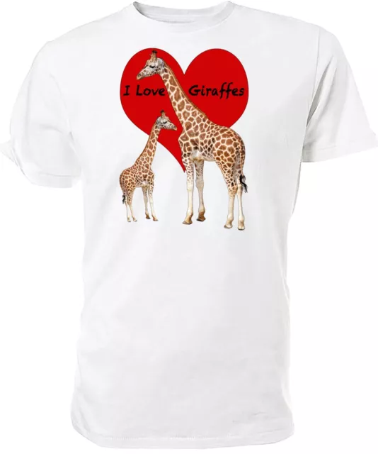 I Love Giraffes T shirt, WILDLIFE - Choice of size & colour mens/womens