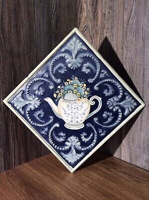 Vintage Look Hand Painted Coffee Cup Flowers Theme Embossed Tin Ceiling Tile E72