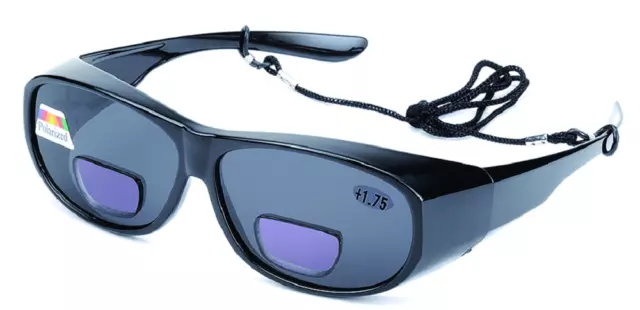 Bifocal Polarised Sports Sunglasses Black Fishing UV400 Wrap Eye Protection