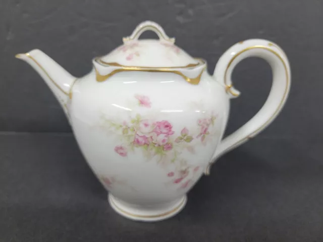 Vintage Haviland & Co Limoges Tea Pot France pink roses  5" tall  VGC - Unusual