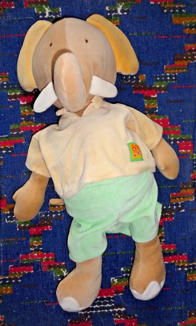 Sr2/ Doudou Peluche Moulin Roty Grand Elephant Les Loustics Beige  60Cm Ttbe