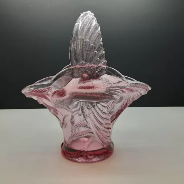 Vintage Indiana Glass Rose Pink Bird of Paradise Tiara Glass Basket