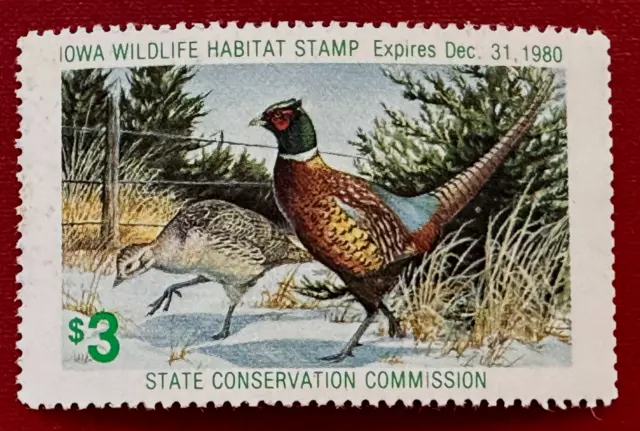 1980 US IOWA State Habitat Stamps  Scott #IA 2H $3 Pheasant