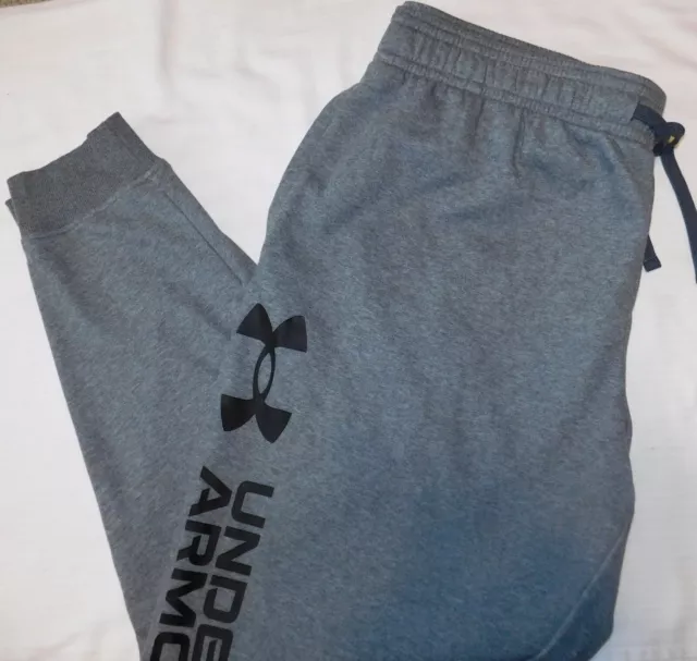 UNDER ARMOUR Rival Fleece Jogger Pants Stretch Waist Loose Big & Tall Pitch Gray