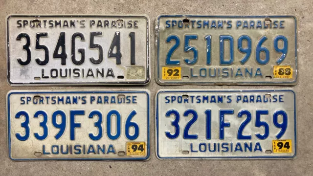 four Louisiana license plates lot car Ford Chevy Dodge 1980s 1990s CCLA
