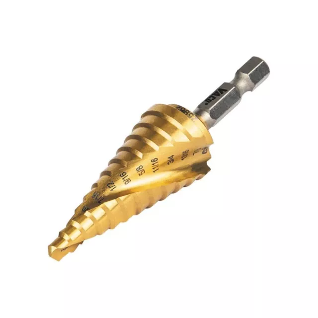 Klein Tools 25962 Step Drill Bit, Spiral Double-Fluted, 3/16" to 7/8", VACO 15