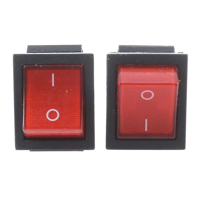 16A/250VAC 20A/125VAC RED Indicator Light 4 Pin ON/OFF DPST Rocker 2 ...