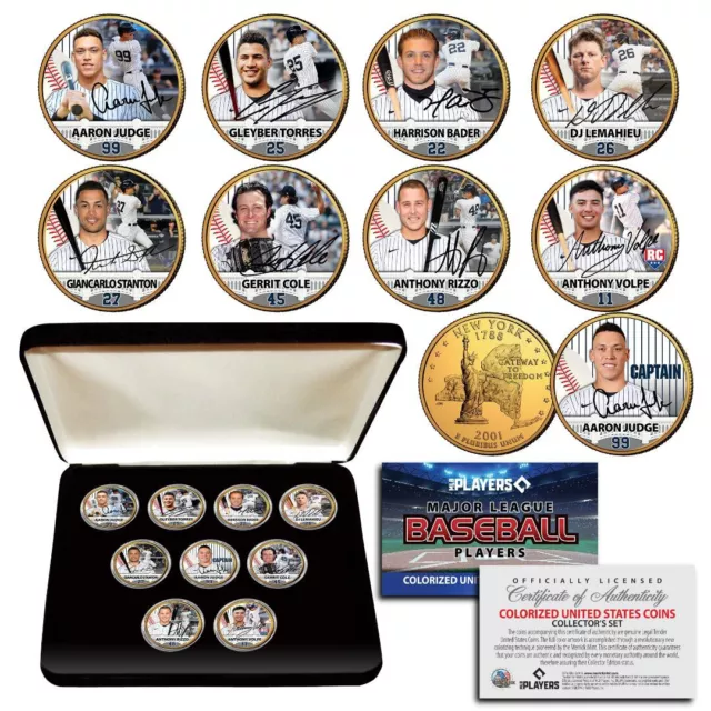 NEW YORK YANKEES Officially Licensed 24K Gold NY Quarter 9-Coin Set Box JUDGE