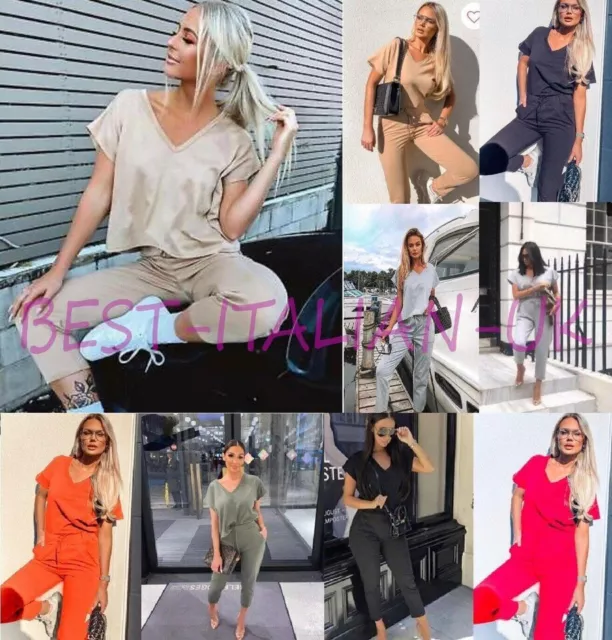 Womens Ladies Short Sleeve Boxy Lounge Wear Tracksuit Set Casual Comfy Two Piece
