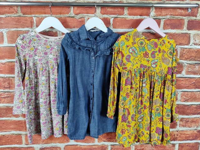 Girls Bundle Age 4-5 Years Next H&M Long Sleeve Dress Floral Denim Paisley 110Cm
