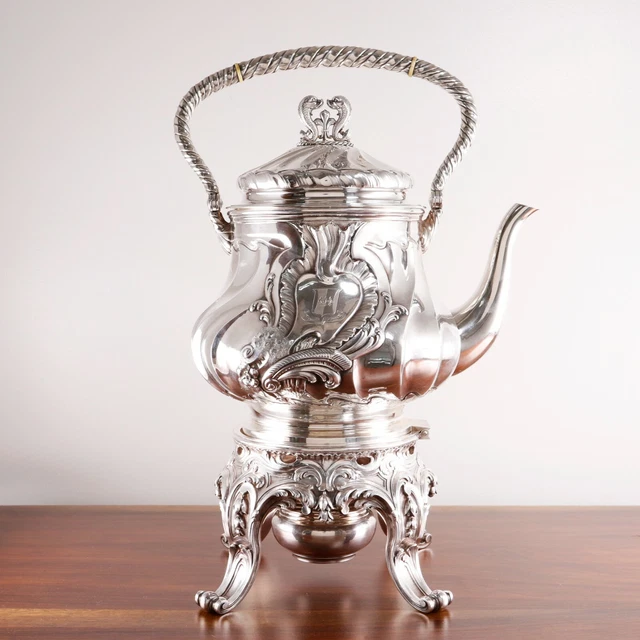Odiot - Prevost Recipon & Cie French 950 Silver Kettle & Hinged Lamp Stand 3358G